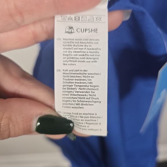 Cupshe Dress Womens XL Blue Sleeveless Cutout Waist Maxi Pockets Stretchy Summer - Picture 7 of 11